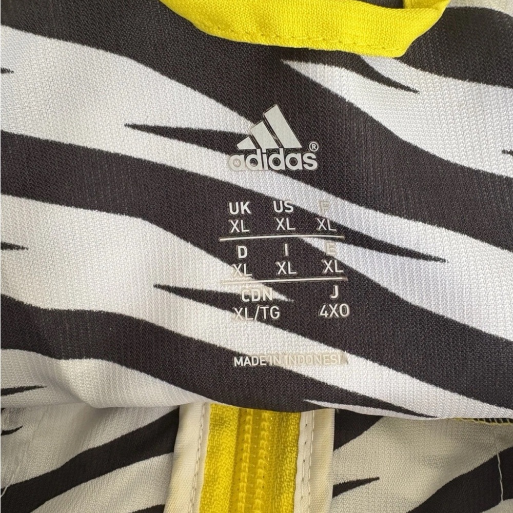 Adidas Black and White Patterned windbreaker Hoodie with Yellow Accents - Picture 6 of 16